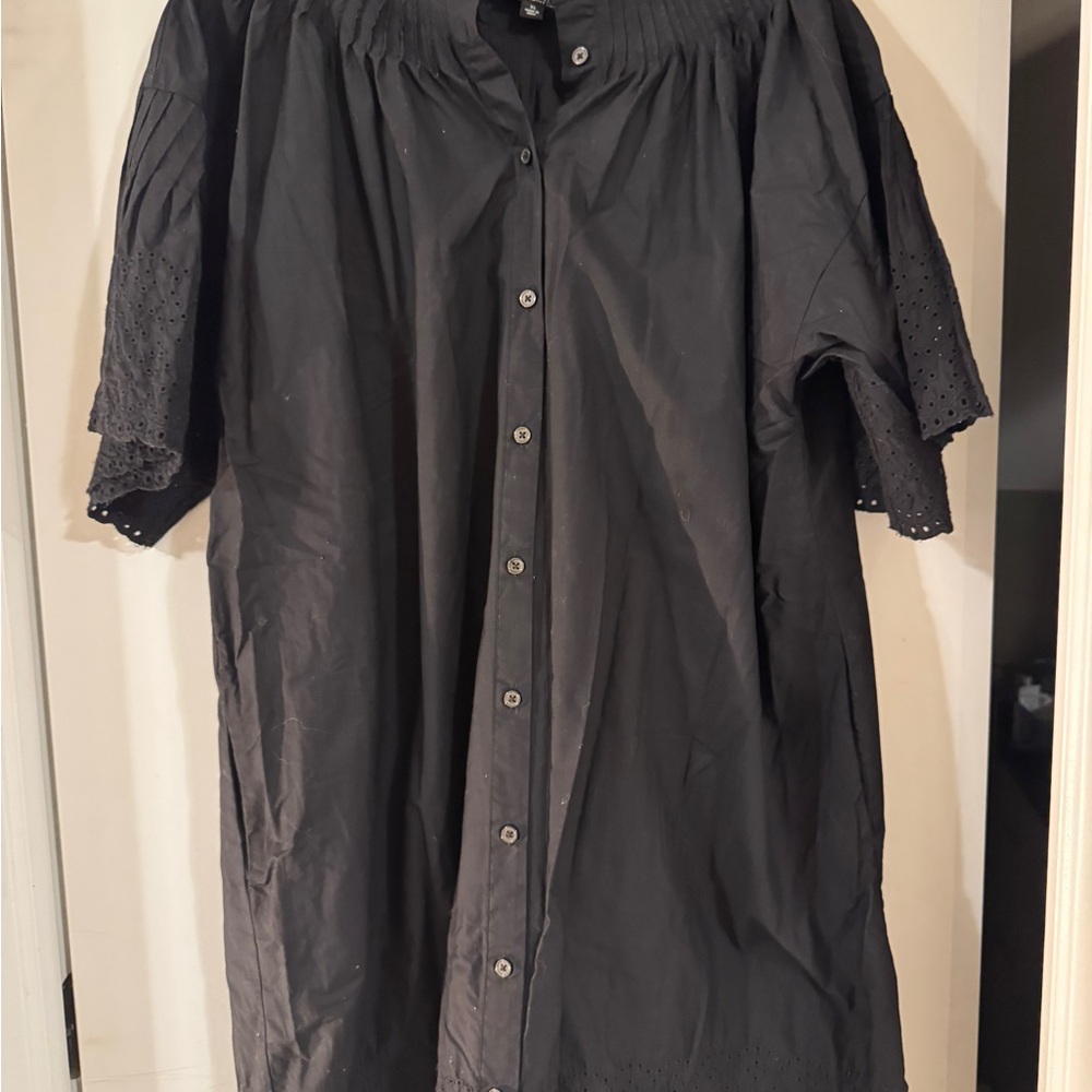 J. Crew Black Regenerative Cotton Swing Dress